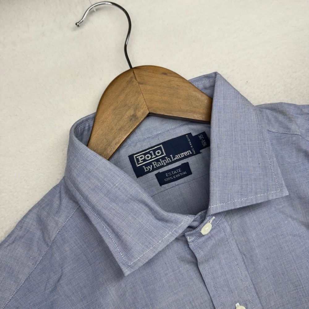 Vintage Ralph Lauren Button Up Shirt Mens Large 16.5-35 Blue Estate Deadstock
